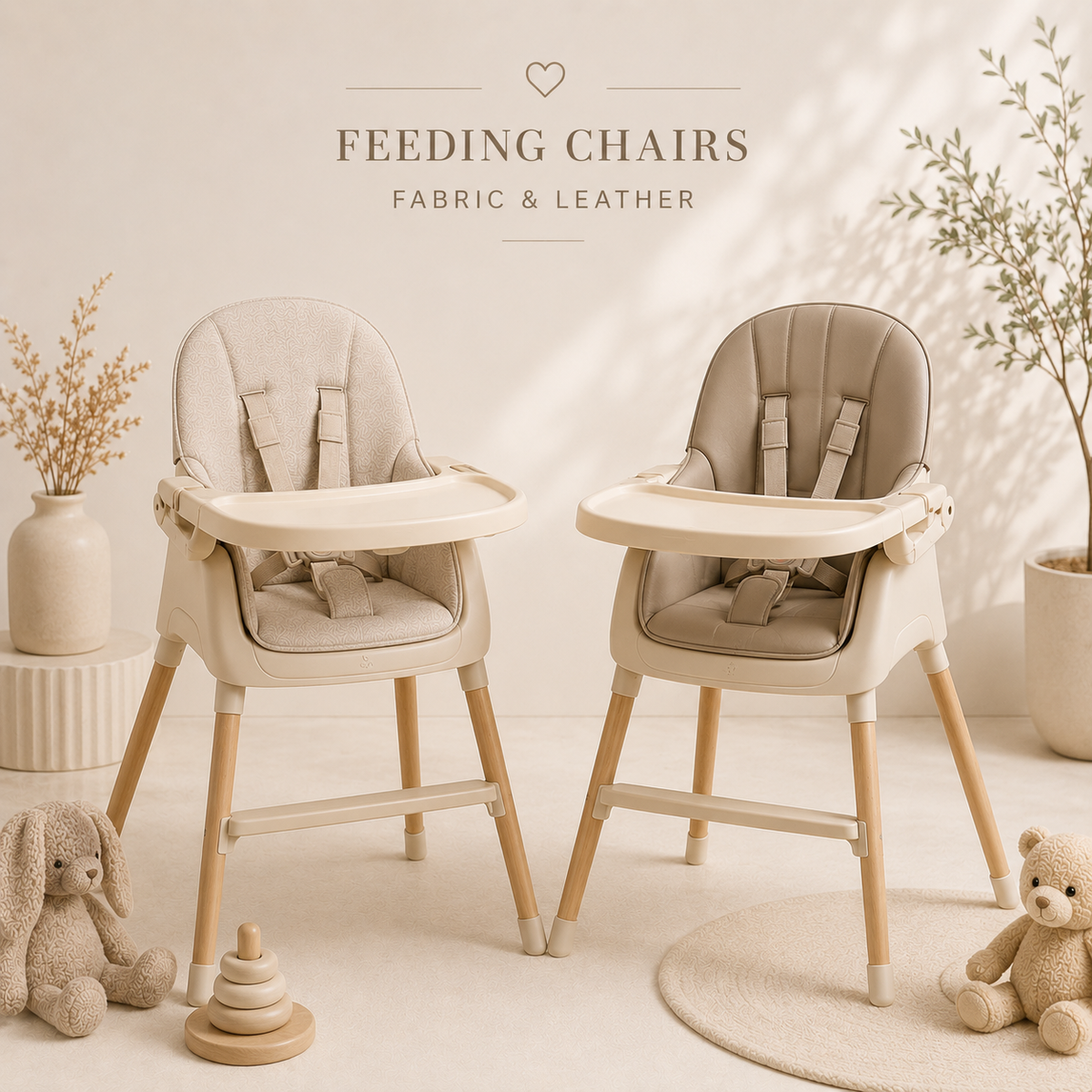 Feeding Chairs – Fabric and Leather