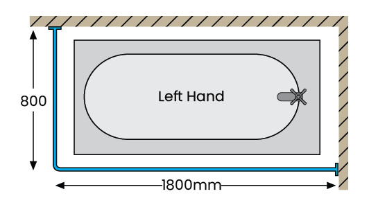 Bath Rail Aluminium – Left Hand Return