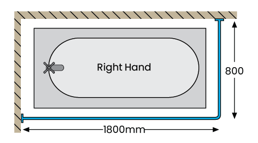 Bath Rail Aluminum – Right Hand Return